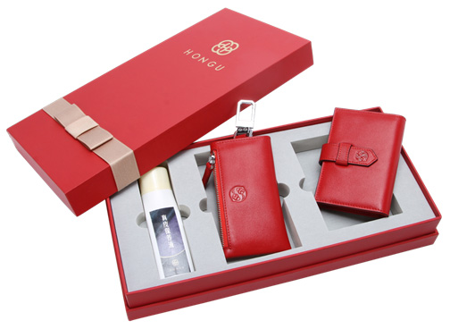 【紅谷】女士鑰匙包+卡包禮盒套裝