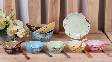 碟子、陶瓷碗、筷子餐具套裝