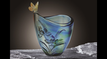 蝶戀花琉璃擺件