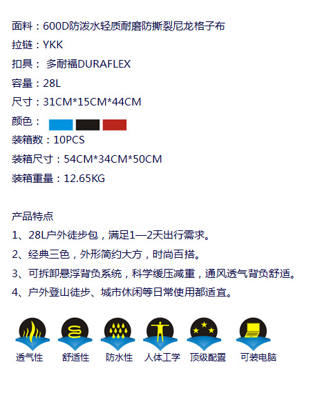 戶外徒步包極光WB1024