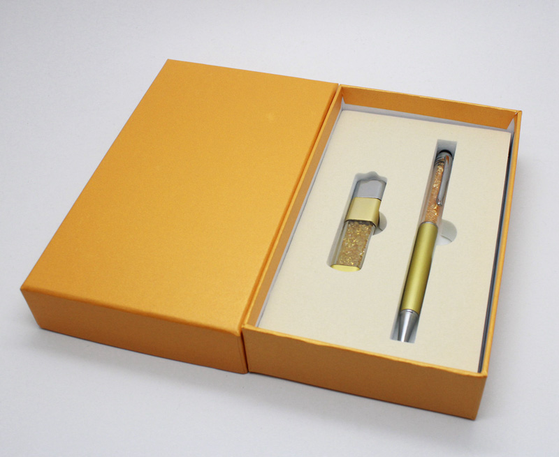 U盤16GB、筆黃金組合兩件套（水晶系列）