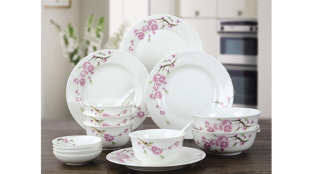 餐具套裝 水點桃花18頭