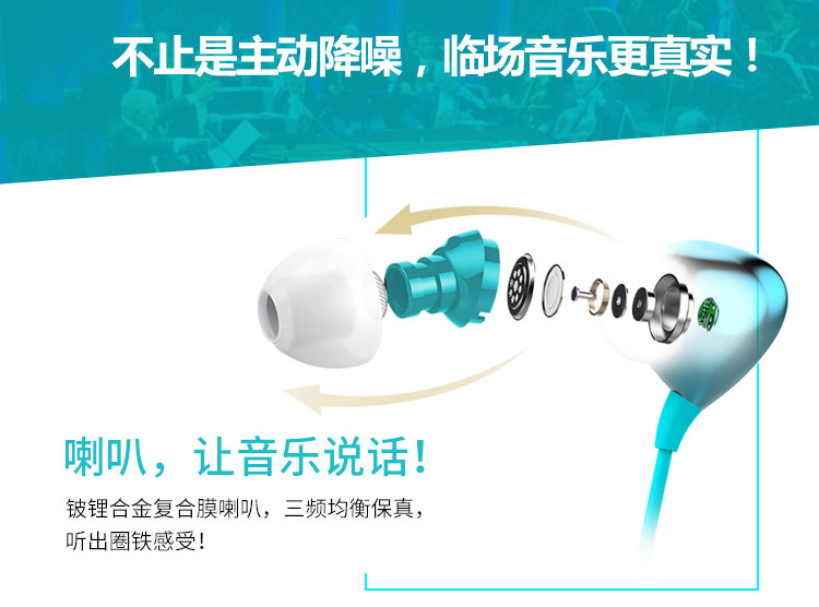 H100主動降噪耳機入耳式智能線控有源消噪耳塞HIFI音質(zhì)