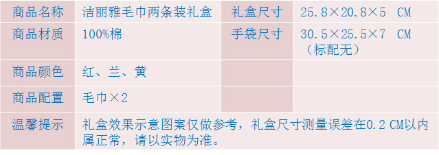 潔麗雅毛巾兩條裝禮盒