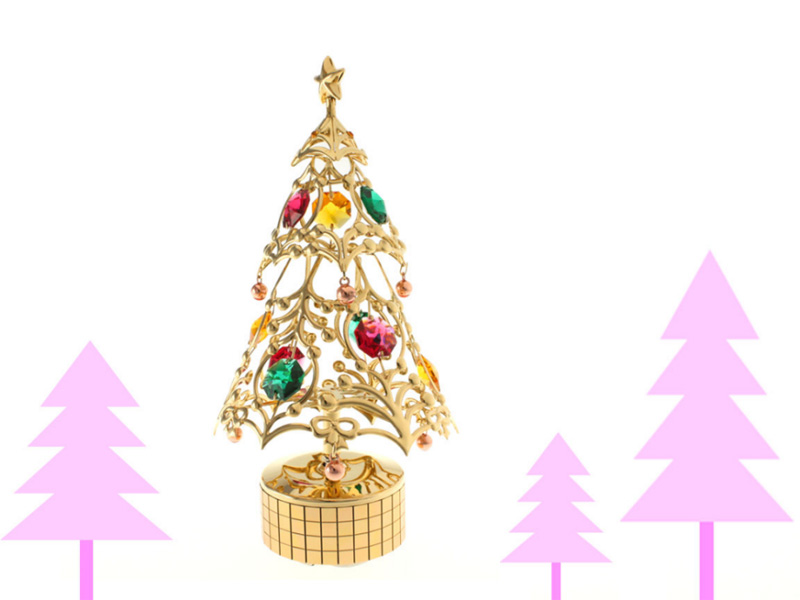 《施華洛世奇元素》圣誕樹  鏡面音樂盒