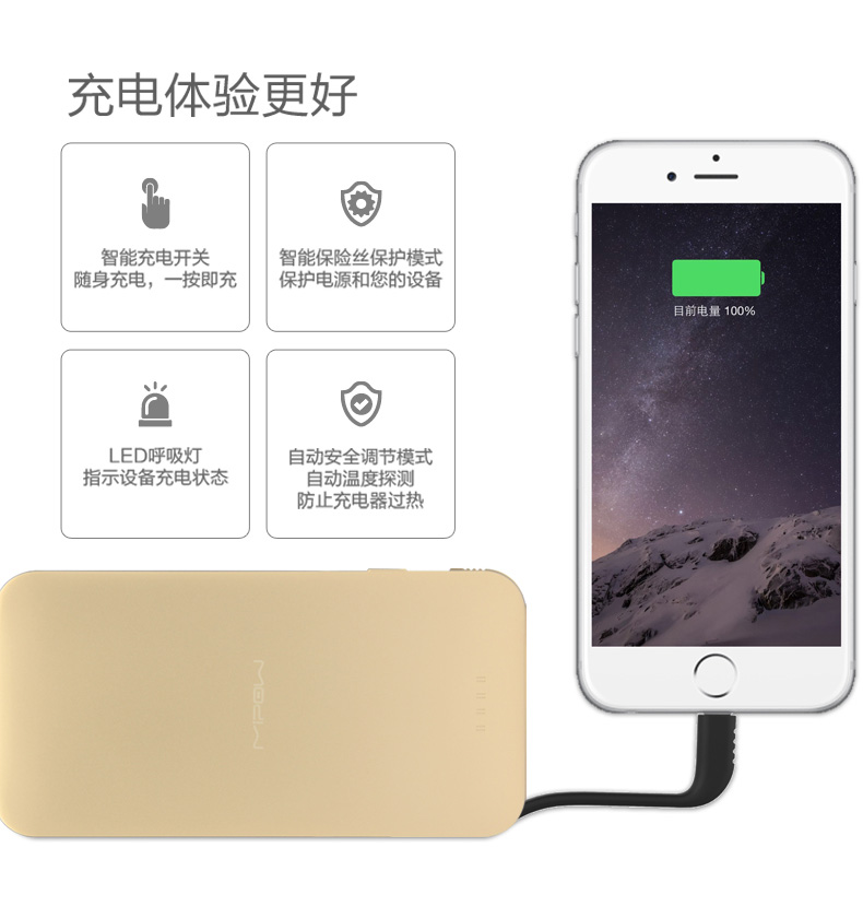 MIPOW迷你便攜超薄移動電源iPhone蘋果手機(jī)專用MFi認(rèn)證充電寶