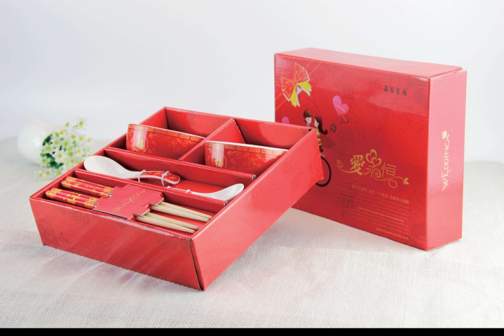 百年好合（抽拉式）碗、筷子 婚慶、節(jié)日喜慶禮品