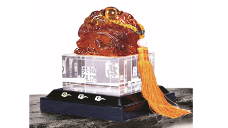 特大誠(chéng)信共贏琉璃、水晶擺件