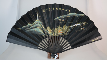 王星記30CM仿烏木滌絹扇