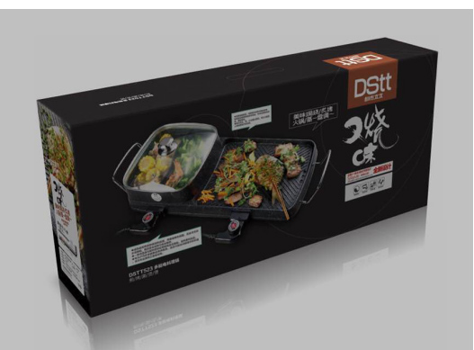 加厚壓鑄鍋體，雙發(fā)熱電源烤涮一體火鍋