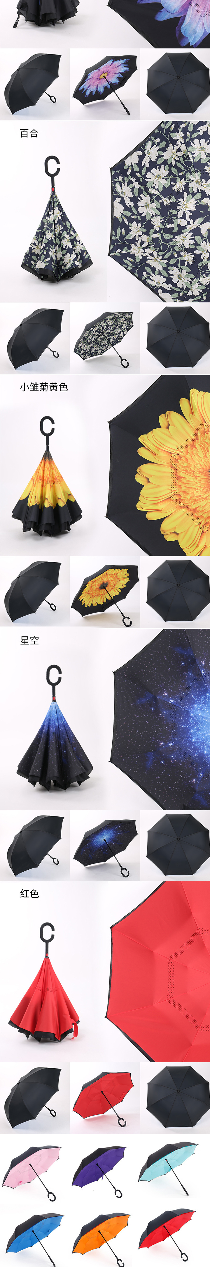 創(chuàng)意雙層C型手柄汽車反向傘