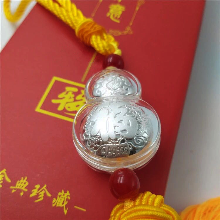 足銀汽車掛飾禮品 典雅純銀葫蘆車飾