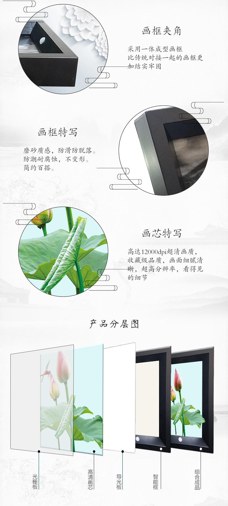 裸眼3Dmini智能展框（S1）荷花15x20