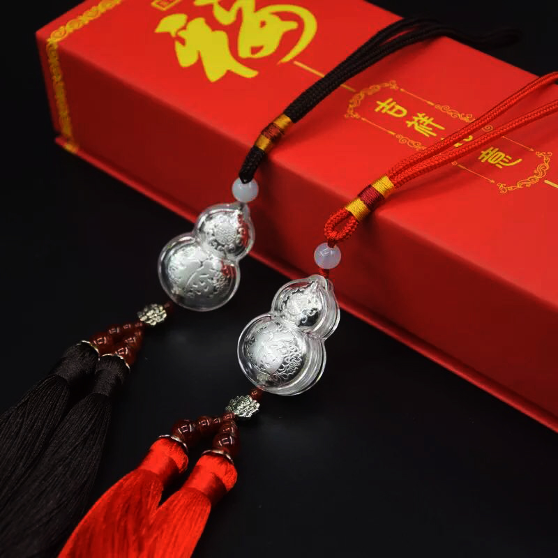 足銀汽車掛飾禮品 典雅純銀葫蘆車飾