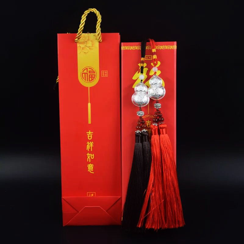 足銀汽車掛飾禮品 典雅純銀葫蘆車飾