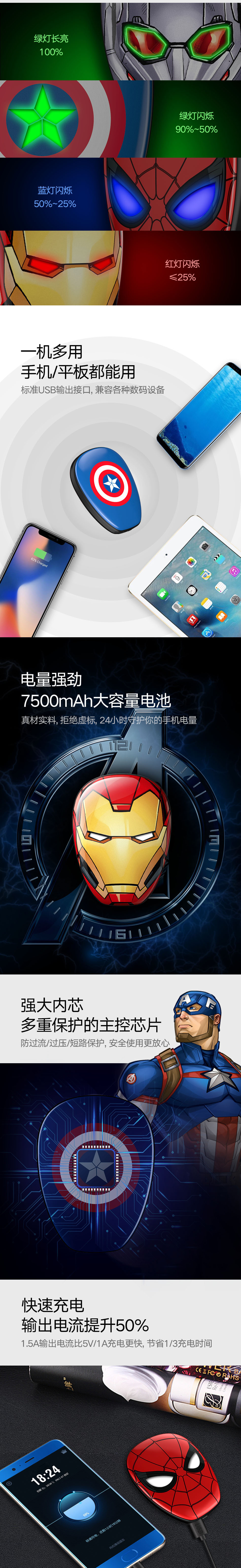 Marvel  移動電源7800mAh 漫威炫然系列