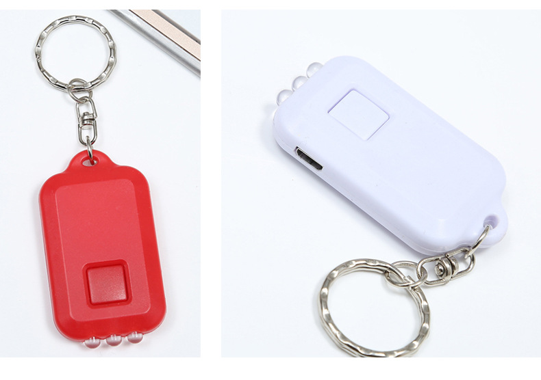 2019新款迷你充電手電筒USB三燈鑰匙扣手電筒